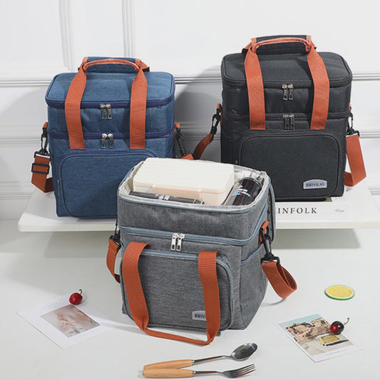 Moderne Lunchtas met Grote Capaciteit - Dubbele Isolatie & Crossbody Draagband