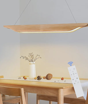 Moderne Houten LED Pendellamp 90cm - Dimbare Hanglamp met Afstandsbediening voor Eettafel, Woonkamer, Keuken
