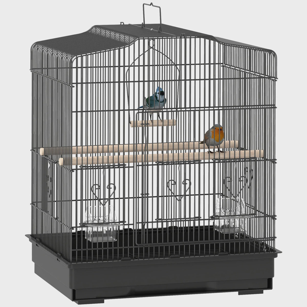 Pawhut Vogelkooi 46.5x36x59 cm met 2 Voederbakjes, 2 Zitstokken, Schommel en Uitschuifbare Lade