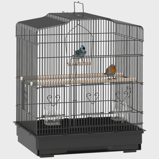 Pawhut Vogelkooi 46.5x36x59 cm met 2 Voederbakjes, 2 Zitstokken, Schommel en Uitschuifbare Lade