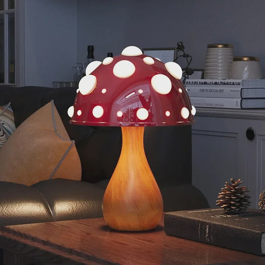 Amanita Paddenstoel Lamp met LED - Sfeervolle Decoratie voor Woonkamer & Nachtkastje