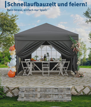 3x3m Pop-Up Partytent met 4 Zijwanden - Waterdicht, UV50+ en Draagbaar