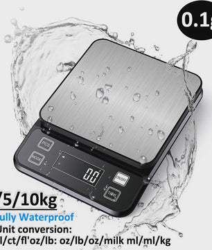 Digitale Keukenweegschaal 10kg - 0.1g Precisie, Waterdicht RVS, LCD Display