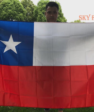 Chile Vlag 90x150cm - Polyester Vlaggenbanner met 2 Ophangringen