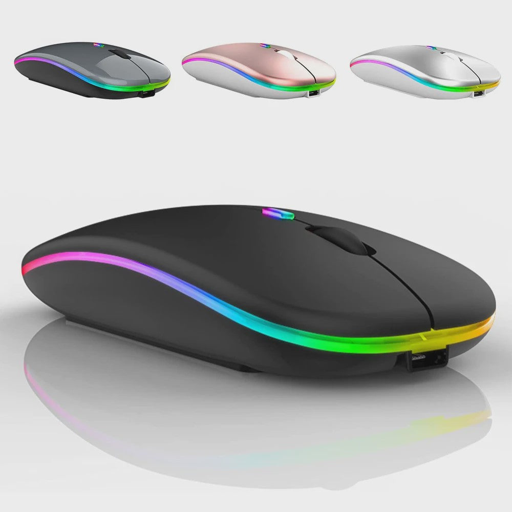 Draadloze Oplaadbare RGB Muis - Bluetooth & USB, Stil & Ergonomisch