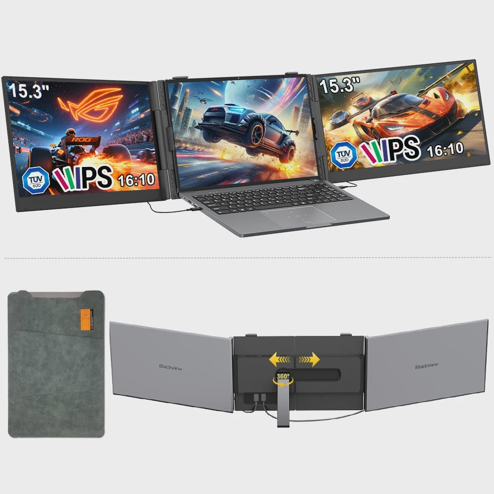 Blackview DCM8 Draagbare Triple Monitor - 15.3" IPS FHD, 100W PD, Plug & Play