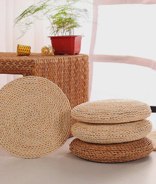 Ronde Tatami Meditatiekussen van Maïsschillen en Stro - Japans Design (30/40cm)