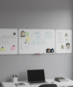 Magnetisch Whiteboard 3 Paneel Klapbaar 160x50 cm Aluminium Frame - Ideaal voor Kantoor, School & Thuis