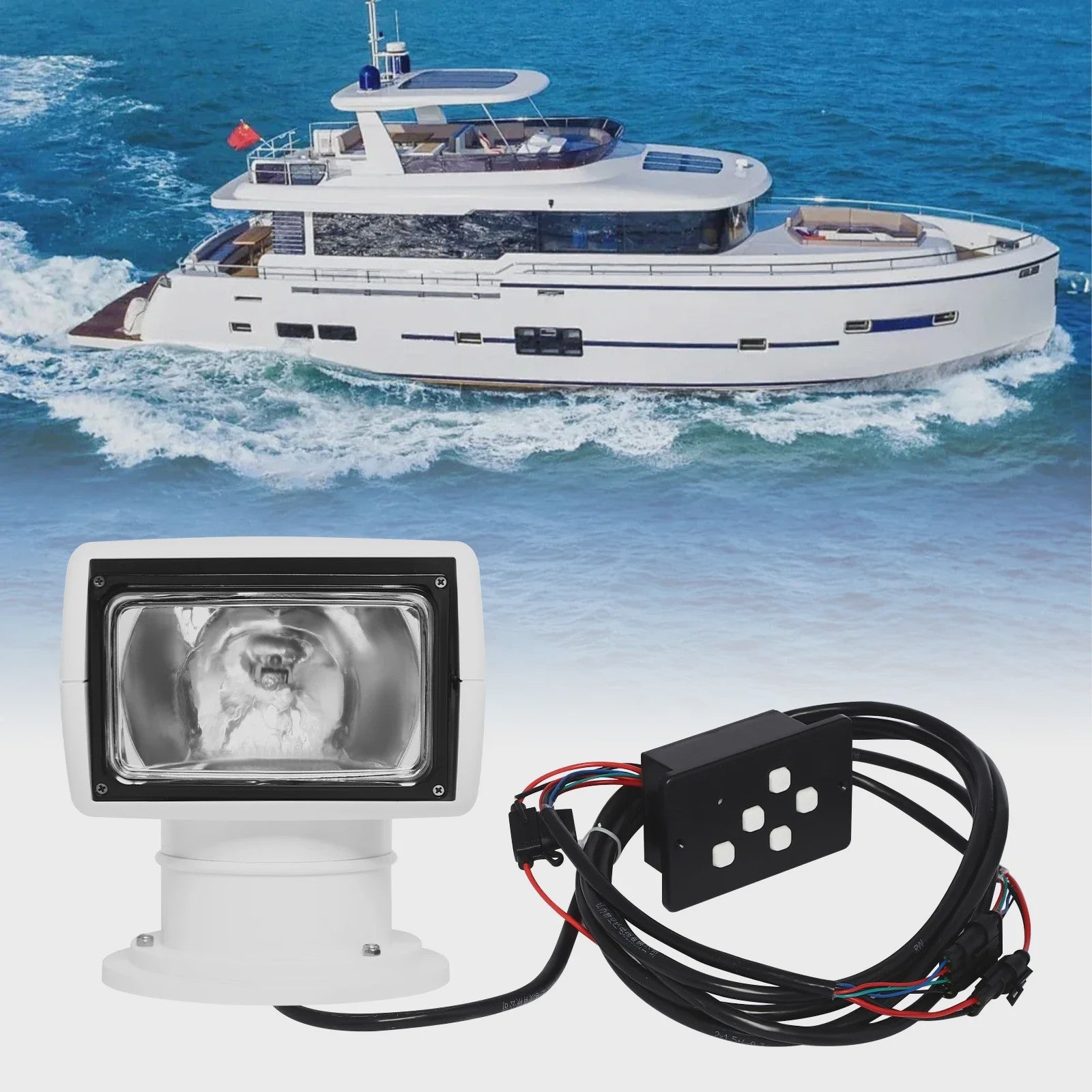 Waterproof Marine Spotlight met Afstandsbediening - 12V 100W - 360° Draaibaar