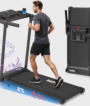 Opvouwbaar Loopband met APP Control, 2.0PK Motor, 8 Niveaus Incline & 12 Programma's - Compact Fitnessapparaat
