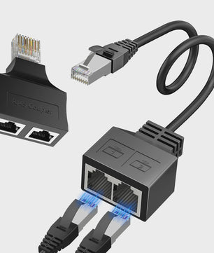 RJ45 Netwerk Splitter Adapter 1 Male naar 2 Female - CAT6/CAT5 Compatibel