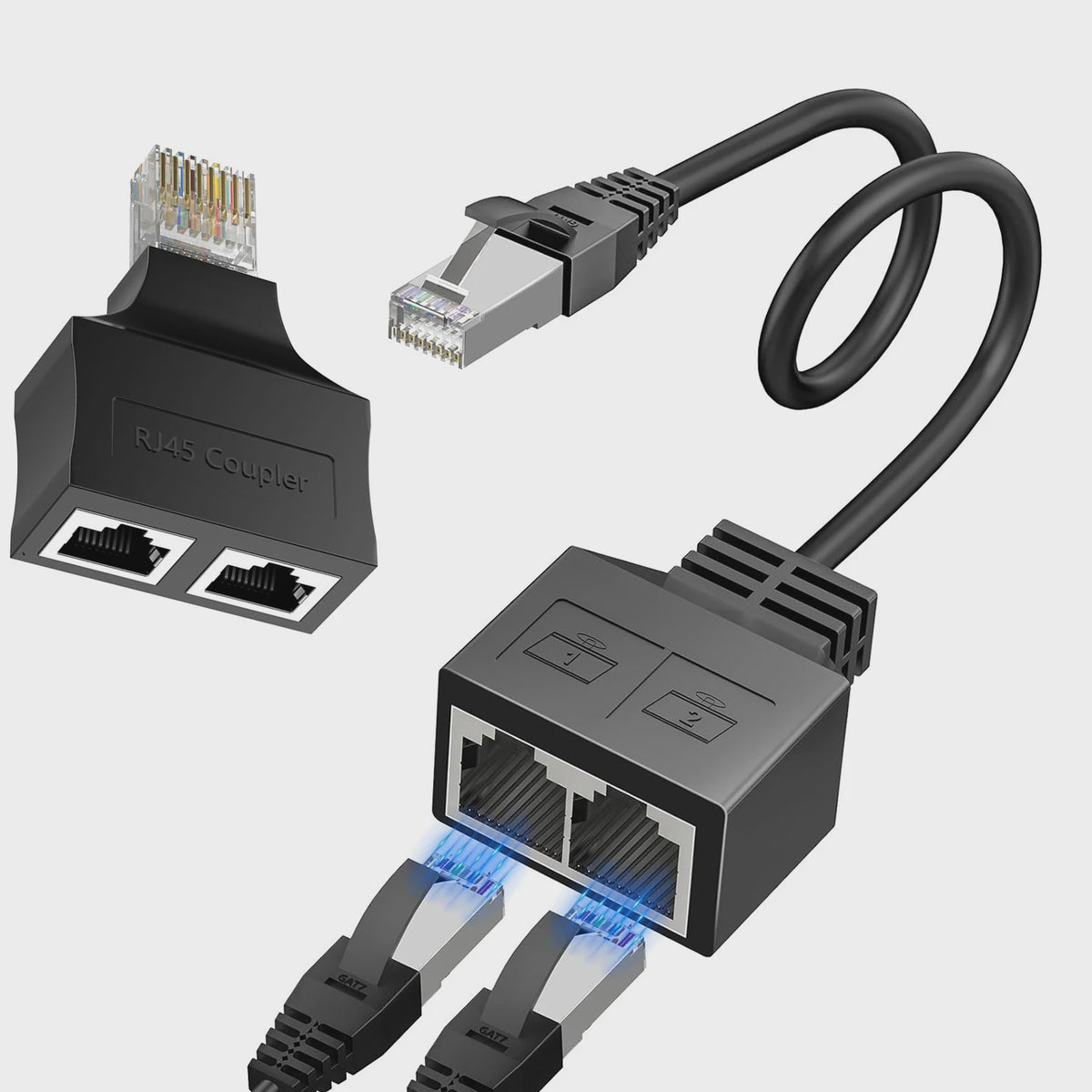 RJ45 Netwerk Splitter Adapter 1 Male naar 2 Female - CAT6/CAT5 Compatibel