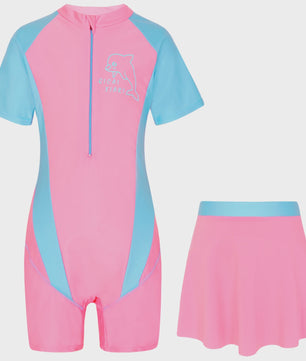 Meisjes Zwempak met Rokje - Korte Mouwen & Graffiti Print