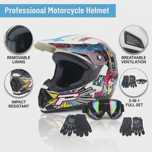 Professionele Off-road Motorcross Helm met DOT Keurmerk - Inclusief Gratis Accessoires