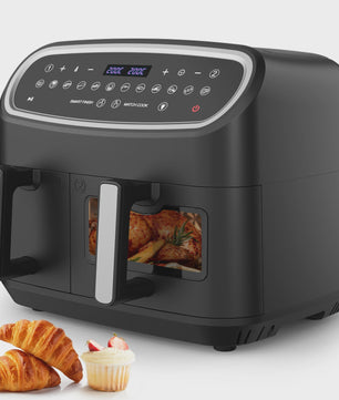 Dubbele Zone Airfryer 10L met Kijkvenster & LED Touchscreen - Compacte Mini Oven