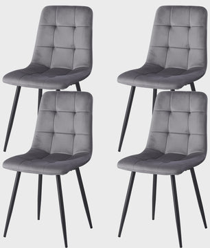 Set Eettafelstoelen (2/4/6 stuks) - Gestoffeerd Fluweel met Metalen Frame