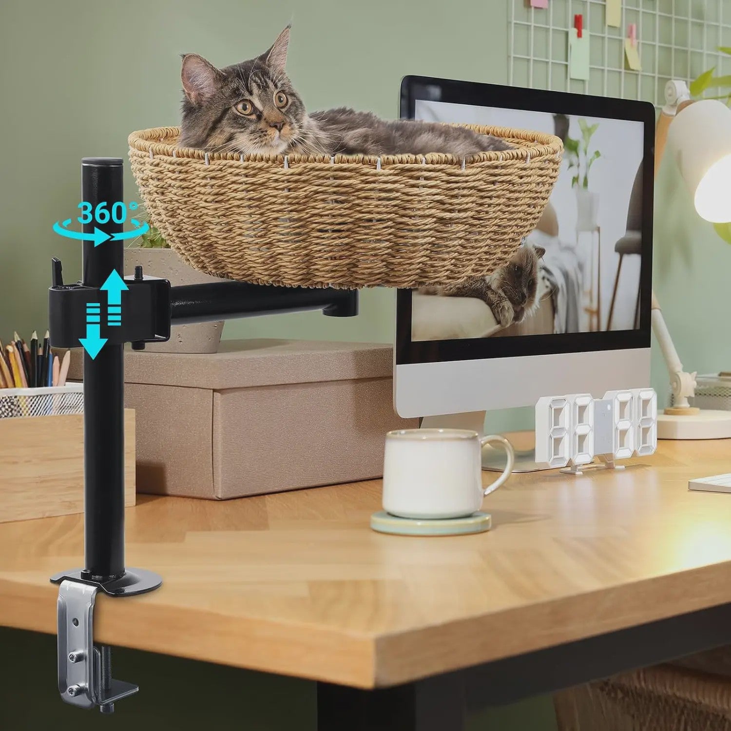 Ergonomisch Kattenbed voor Bureau met 360° Draai- en Hoogteverstelling
