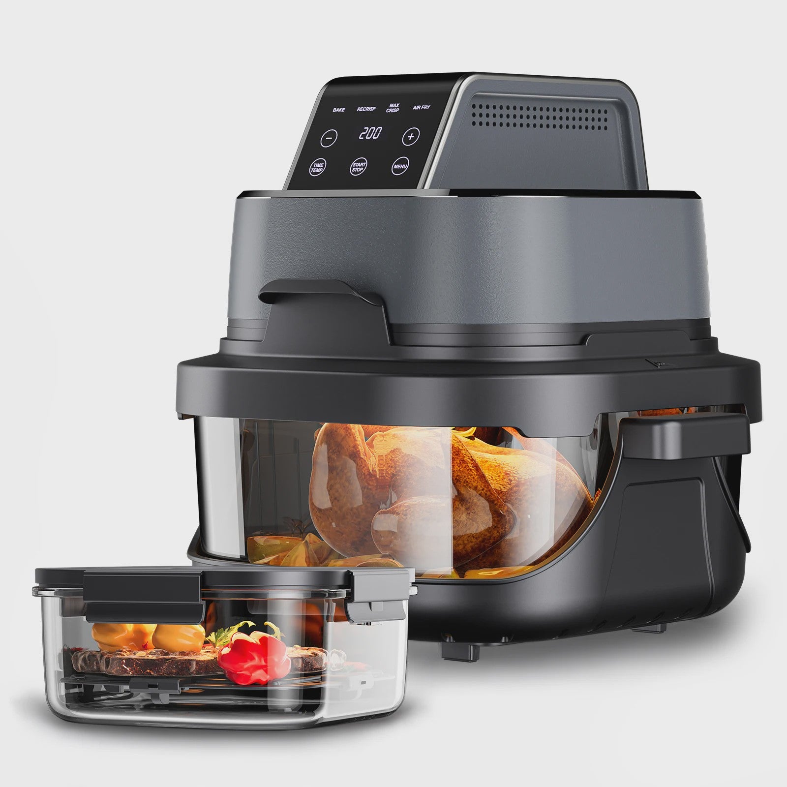 GTPLAYER Airfryer 4L met Glazen Venster - Multifunctioneel en Compact