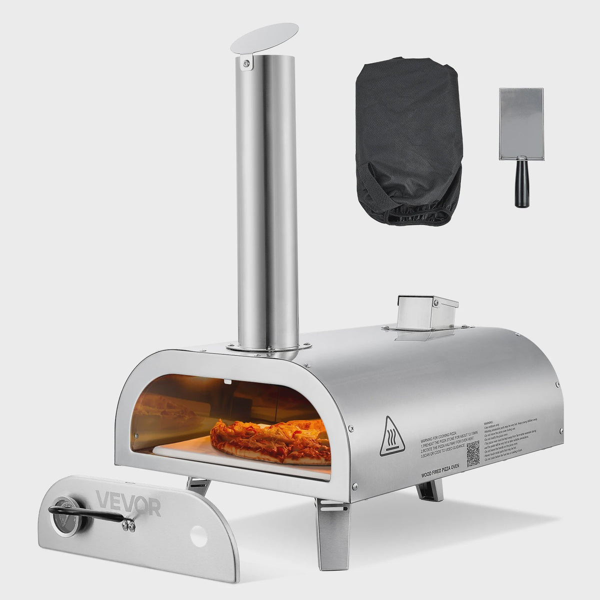 Draagbare Pizzaoven voor Buiten - 12 inch, Pellets, Ingebouwde Thermometer & Snel Bakken
