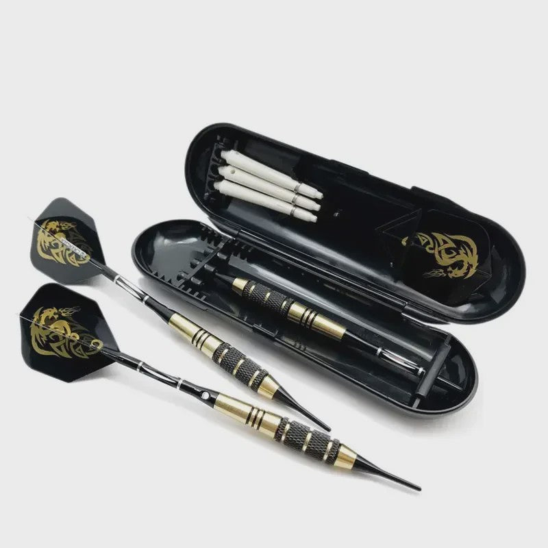 Set van 3 Professionele Soft Darts (18g) met Messing Barrels, Zwarte Kleur en Accessoires