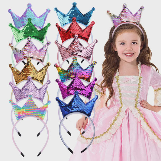 Crown Headband Sequins Hair Bands Women Girls Hair Accessories for Birthday Party Favors Hair Decoration Supplies