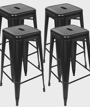 Set van 4 Industriële Barkrukken Metaal Zwart - 76cm Hoog