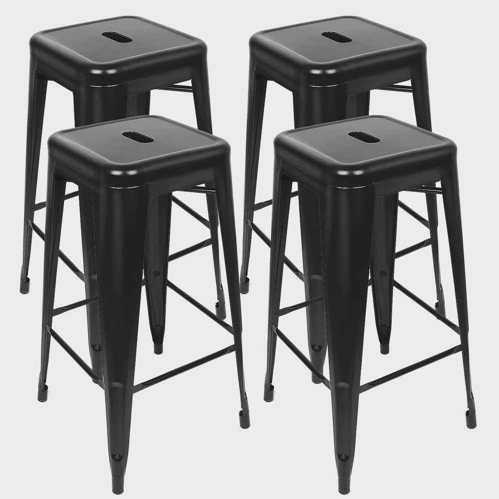 Set van 4 Industriële Barkrukken Metaal Zwart - 76cm Hoog