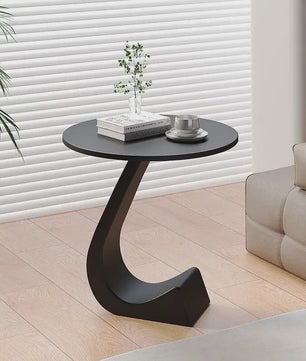 Luxe Ronde Bijzettafel met Rock Slab Look - Modern Design voor Woonkamer & Slaapkamer