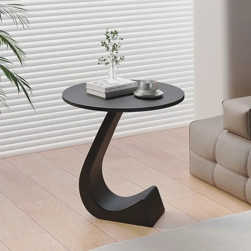 Luxe Ronde Bijzettafel met Rock Slab Look - Modern Design voor Woonkamer & Slaapkamer