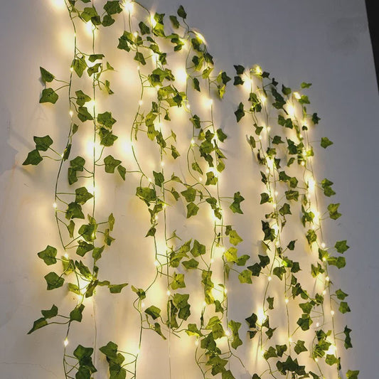 Decoratieve Slingerlampen met Kunstmatige Groene Bladeren - Batterijgevoed
