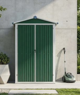 Groene Tuinkast van Verzinkt Staal - 116x45x175 cm - Robuuste Opbergkast voor Buiten