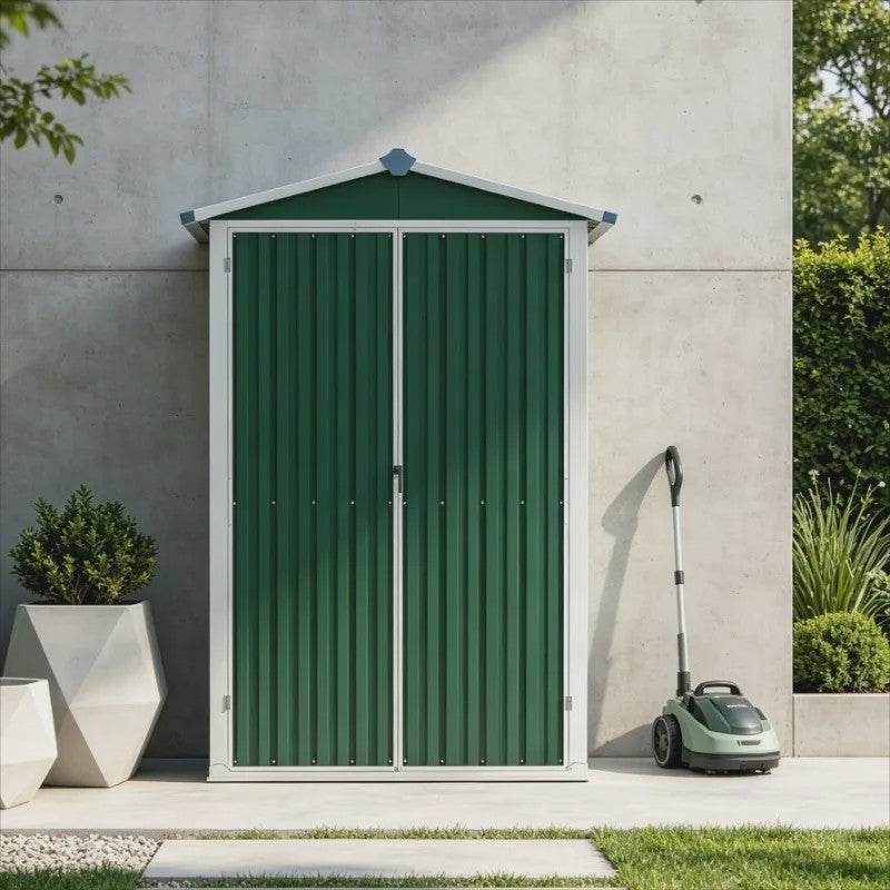 Groene Tuinkast van Verzinkt Staal - 116x45x175 cm - Robuuste Opbergkast voor Buiten