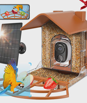 Slimme Vogelvoederhuisje met Camera & Zonnepaneel - AI Vogelherkenning