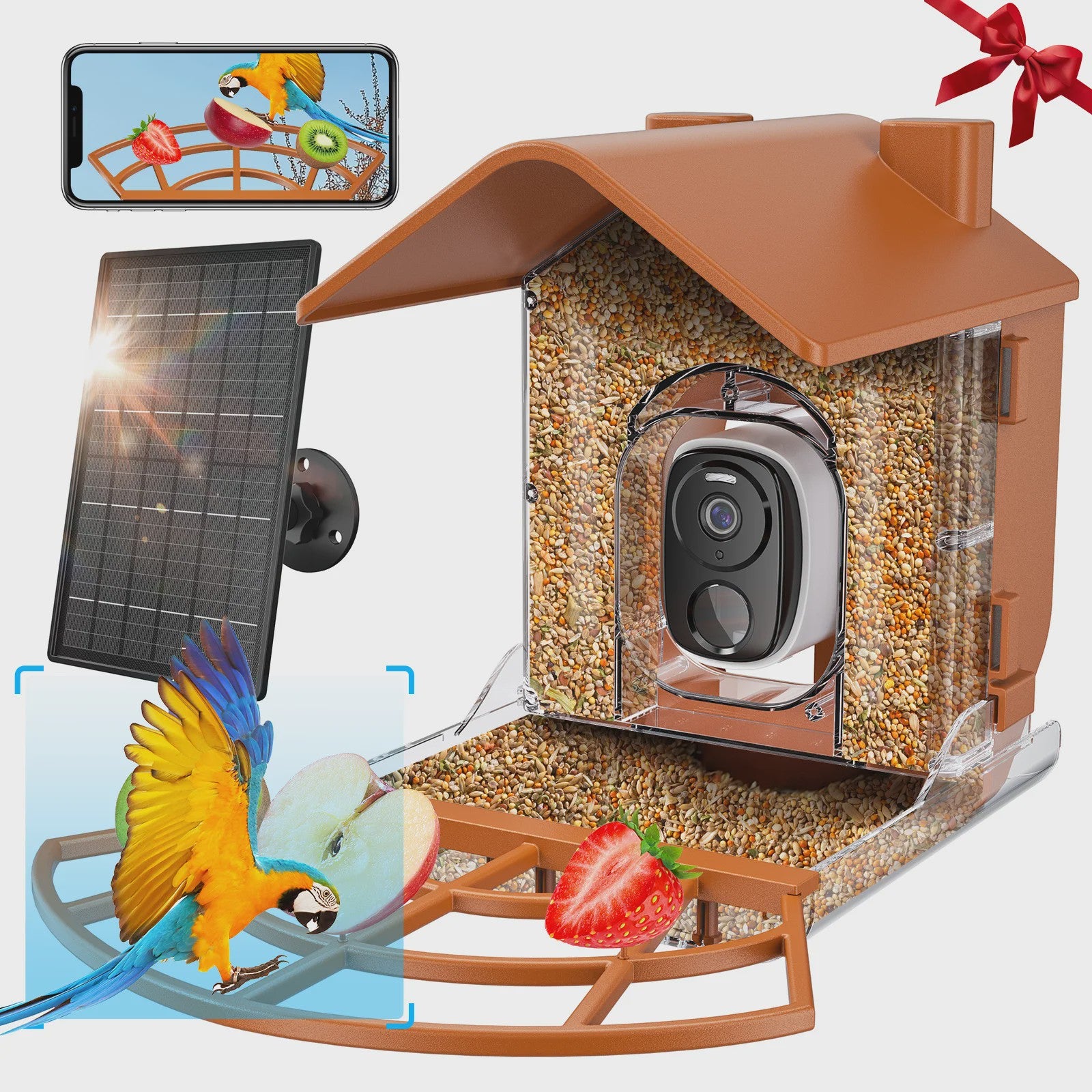 Slimme Vogelvoederhuisje met Camera & Zonnepaneel - AI Vogelherkenning