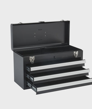 SucceBuy 20-inch Metalen Gereedschapskist met 3 Lades - Zwart/Rood