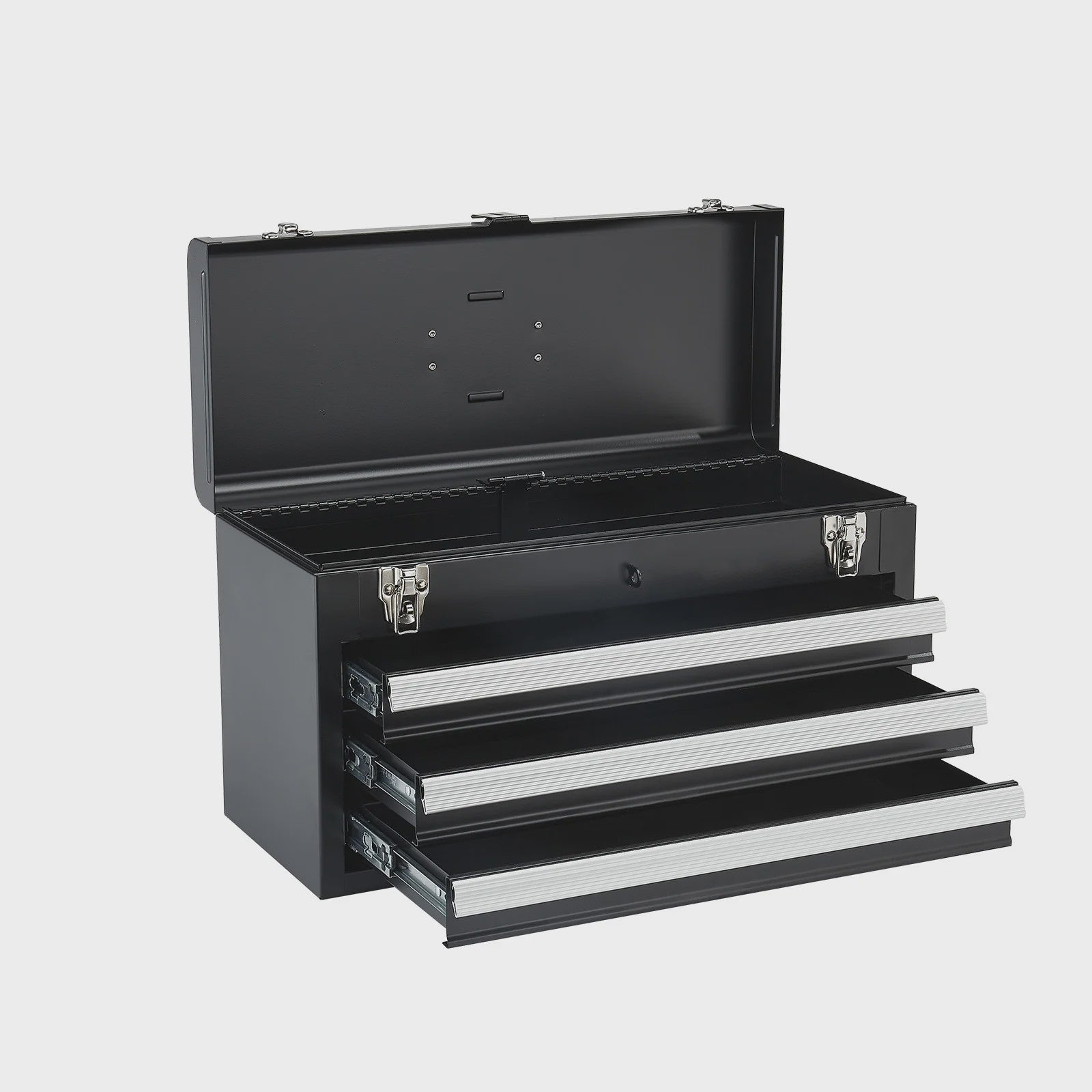 SucceBuy 20-inch Metalen Gereedschapskist met 3 Lades - Zwart/Rood