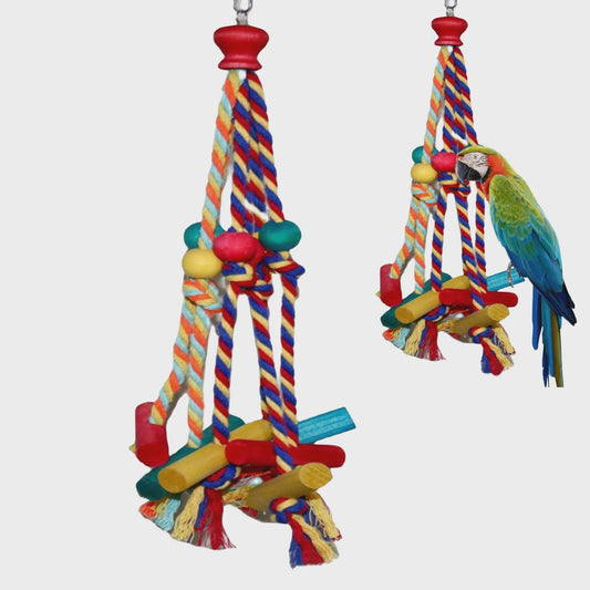 Cage Hanging Rope Bird Climbing Chewing Toys Multicolored Natural Wooden Bird Chewing Toys for Conure Cockatiel Budgies