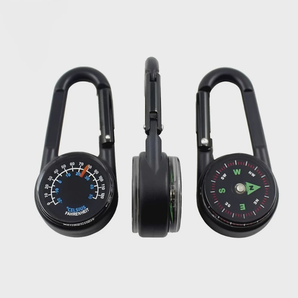 3-in-1 Kompas & Thermometer Carabiner Clip - Outdoor Survival Sleutelhanger