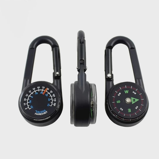 3-in-1 Kompas & Thermometer Carabiner Clip - Outdoor Survival Sleutelhanger