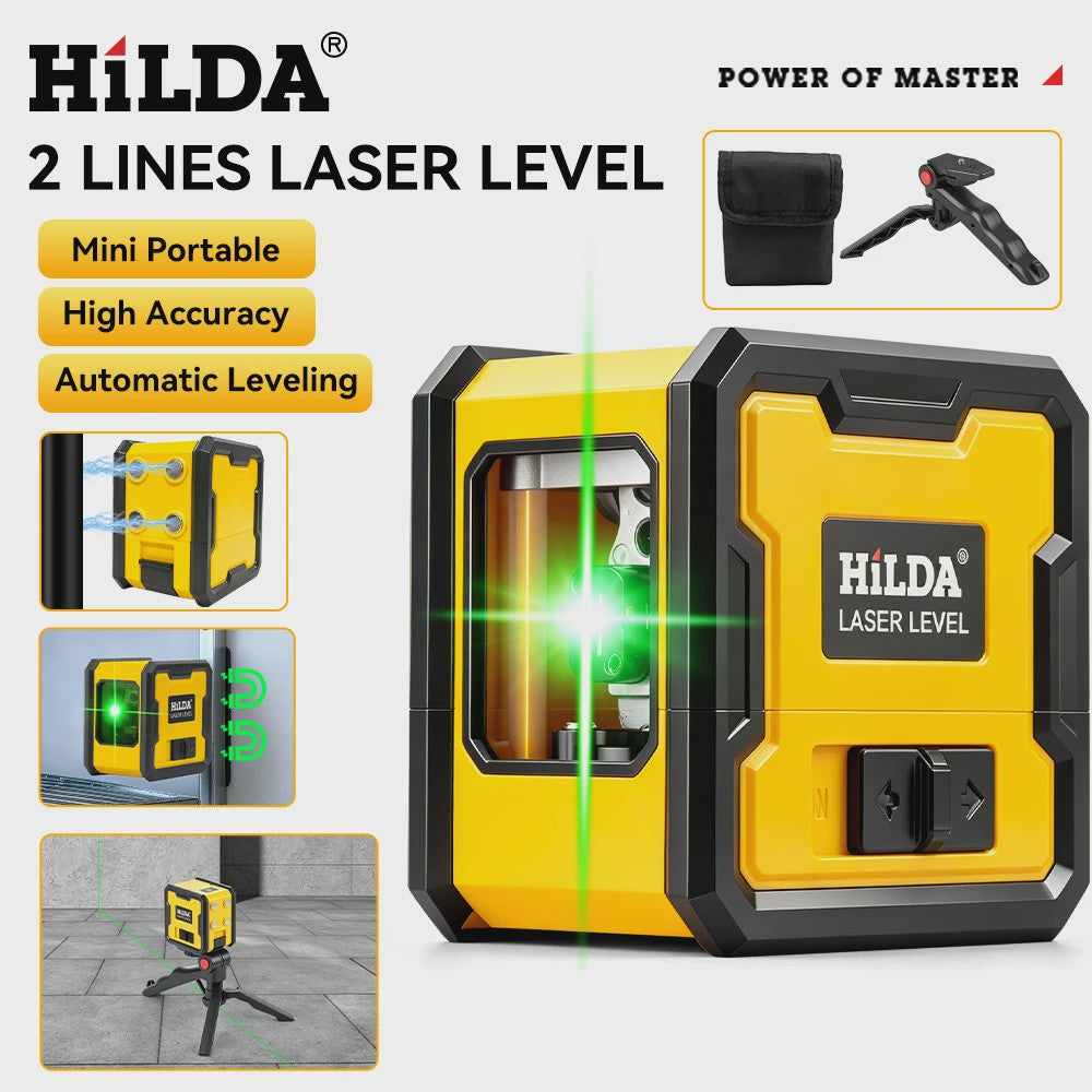 HILDA Laser Waterpas 2 Lijnen Groen Zelfnivellerend Draagbaar met Magneet