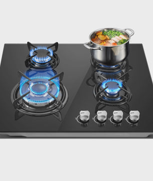 Inbouw Gasfornuis 60cm met 4 Branders | Gehard Glas | Automatische Ontsteking & Veiligheid