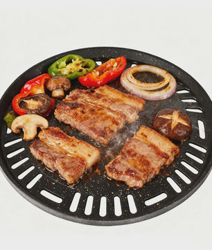 Ronde Grillplaat 29.5cm - Non-stick Aluminium voor Korean BBQ, Camping & Inductie