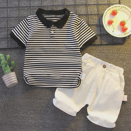 Zomerse Jongens Set: Gestreept Poloshirt & Short - Katoen