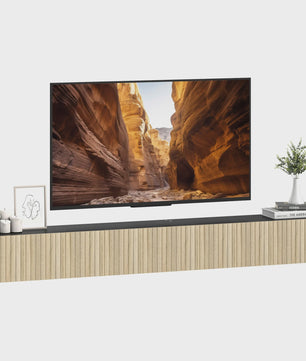 Zwevende TV Meubel 140cm met 2 Klapdeuren - Natuurlijk Hout & Zwart