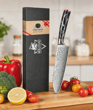 Professioneel Damascus Koksmes - 67 Lagen Staal, Ergonomisch G10 Handvat, Inclusief Cadeaubox