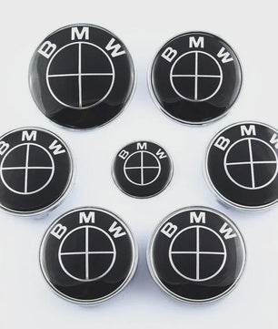 7-delige BMW Embleem & Sticker Set: Kap, Stuur, Velgen & Meer