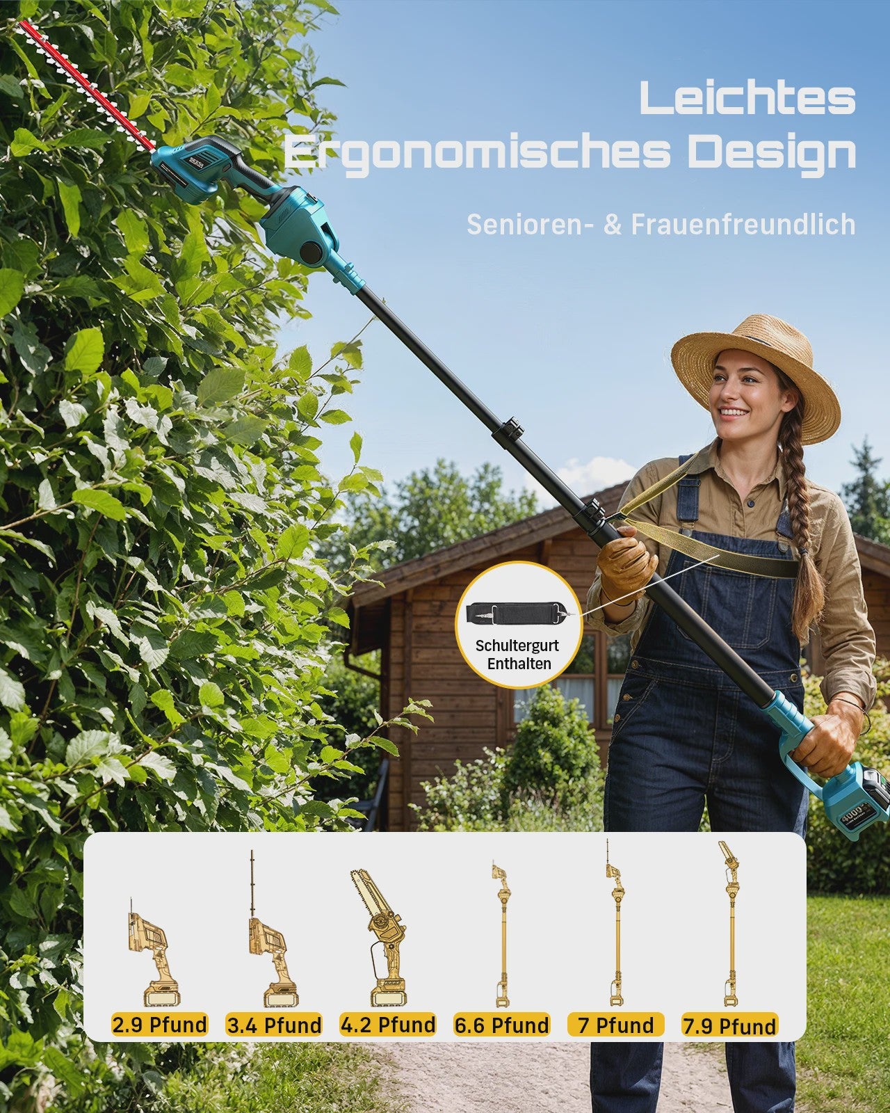 SEESII 6-in-1 Telescopische Snoeischaar & Heggenschaar - Brushless - Makita 18V Compatibel