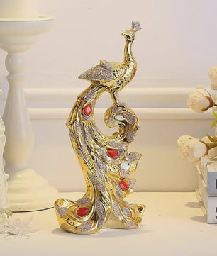 Luxe Gouden Pauwen Beeldjes - Creatieve Decoratie voor Woonkamer & Kast
