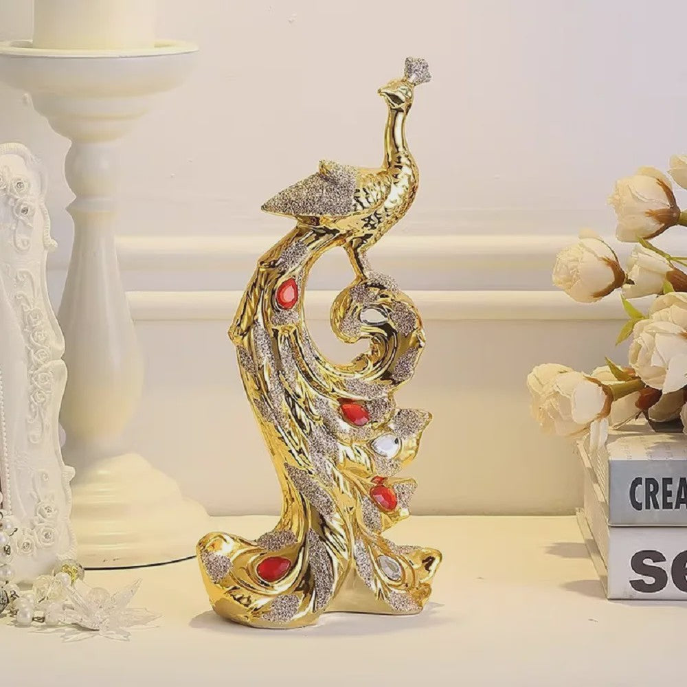 Luxe Gouden Pauwen Beeldjes - Creatieve Decoratie voor Woonkamer & Kast
