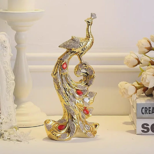 Luxe Gouden Pauwen Beeldjes - Creatieve Decoratie voor Woonkamer & Kast